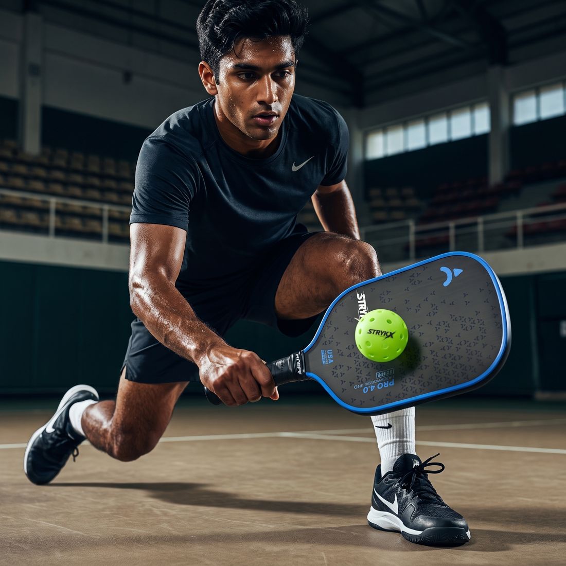 Player brushing up the back of the ball to generate topspin